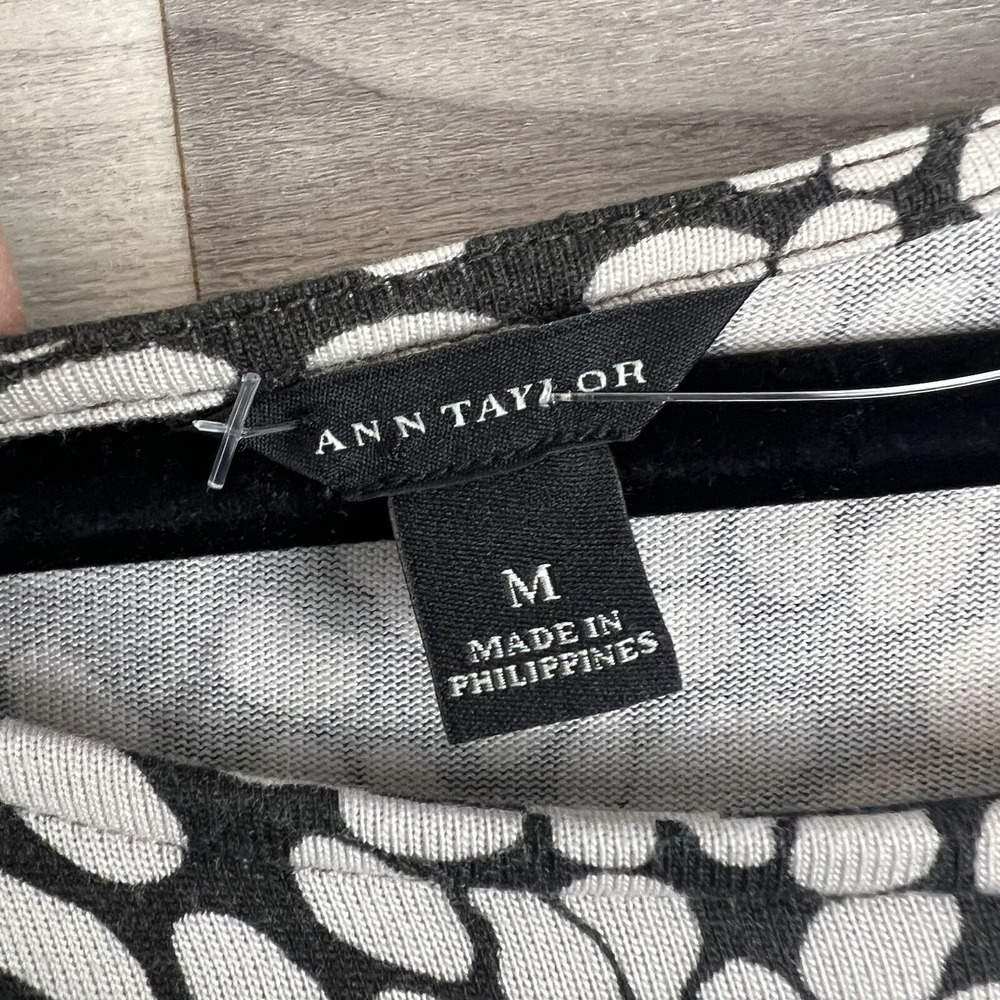 Ann Taylor Womens Black White Dotted Terry Dress with Tie on Side Medium - Picture 4 of 10